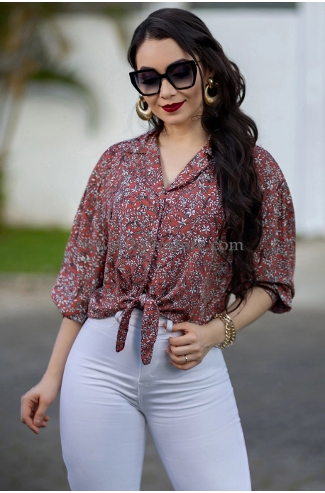BLUSA CAMISERA ESTAMPADO FLORAL
