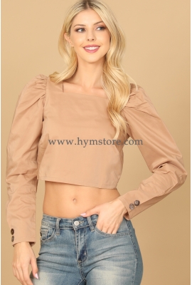 BLUSA MANGA LARGA CUELLO CUADRADO