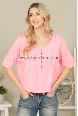 BLUSA CON PLISADO Y BOTONES DELANTEROS