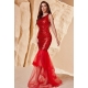 VESTIDO DE GALA CON LENTEJUELAS Y TUL