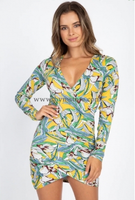VESTIDO TROPICAL CRUZADO AL FRENTE