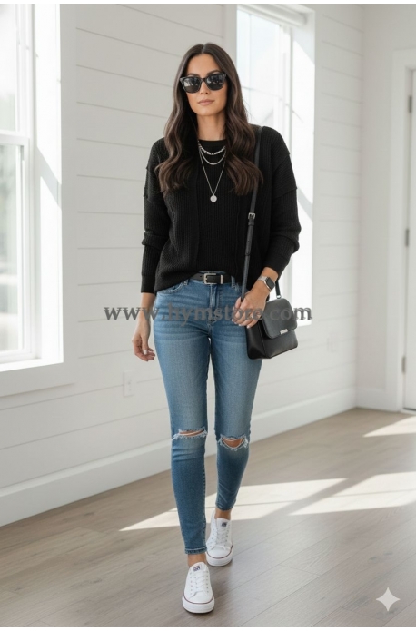 SUÉTER NEGRO CON TEXTURA