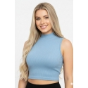 BLUSA CELESTE CUELLO ALTO