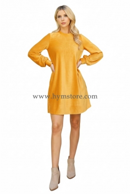 VESTIDO DE CORDUROY MOSTAZA