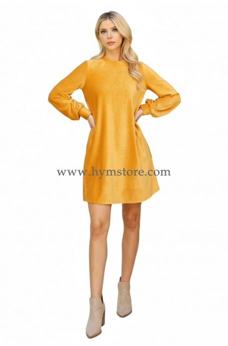 VESTIDO DE CORDUROY MOSTAZA