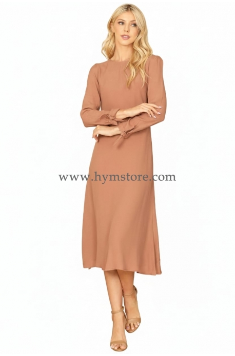 VESTIDO MOCA CON MANGA LARGA