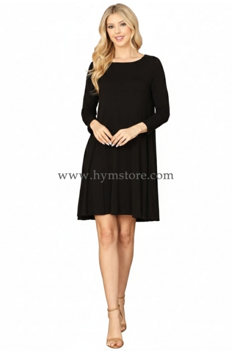 VESTIDO NEGRO BOLSILLOS AL FRENTE