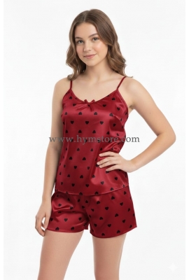 PIJAMA SATÍN JUVENIL ROJO MANZANA