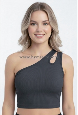 BLUSA GRIS ZING DE UN SOLO HOMBRO