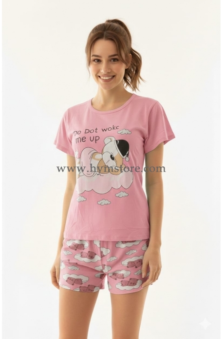 PIJAMA DE BLUSA Y SHORT ROSADA