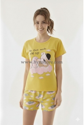 PIJAMA DE BLUSA Y SHORT AMARILLA