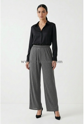 PANTALÓN PALAZZO CON BRILLO GRIS