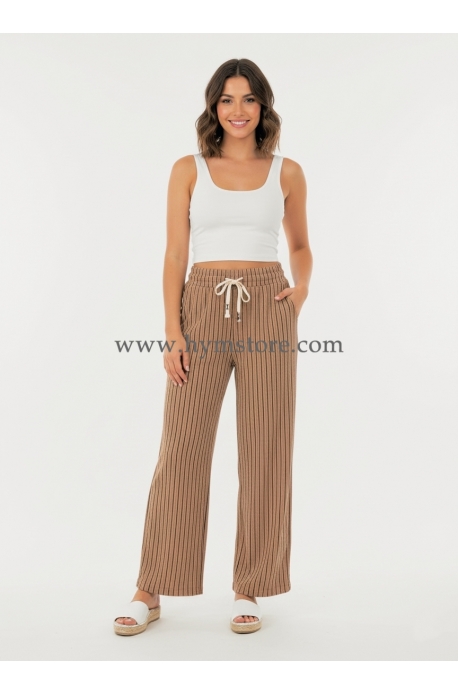 PANTALÓN DE PIERNA AMPLIA CAFÉ CLARO