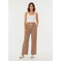 PANTALÓN A RAYAS DE PIERNA AMPLIA CAFÉ MUY CLARO