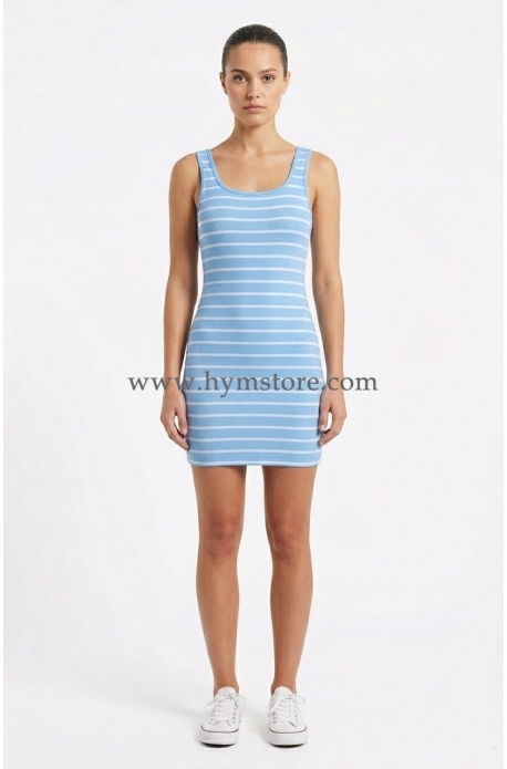 VESTIDO CELESTE DE TIRANTES ANCHOS
