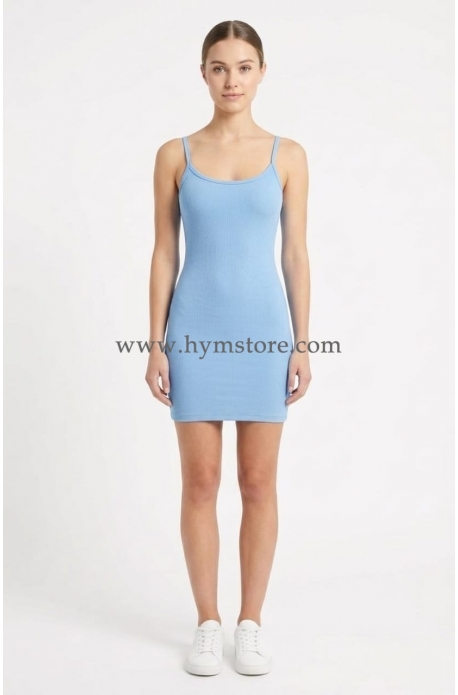 VESTIDO CELESTE DE TIRANTES DELGADOS