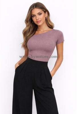 BLUSA MAUVE ESCOTE ASIMÉTRICO