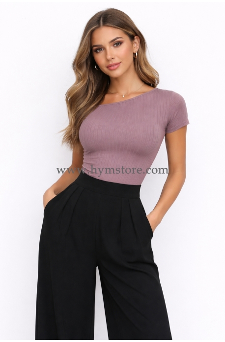 BLUSA MAUVE ESCOTE ASIMÉTRICO