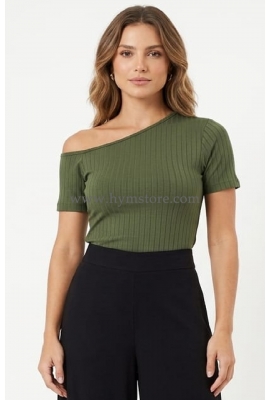 BLUSA VERDE ESCOTE ASIMÉTRICO