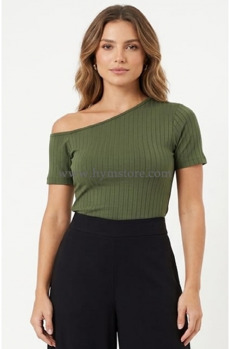BLUSA VERDE ESCOTE ASIMÉTRICO