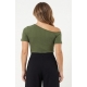 BLUSA VERDE ESCOTE ASIMÉTRICO