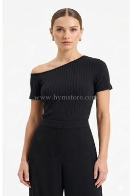 BLUSA NEGRO ESCOTE ASIMÉTRICO