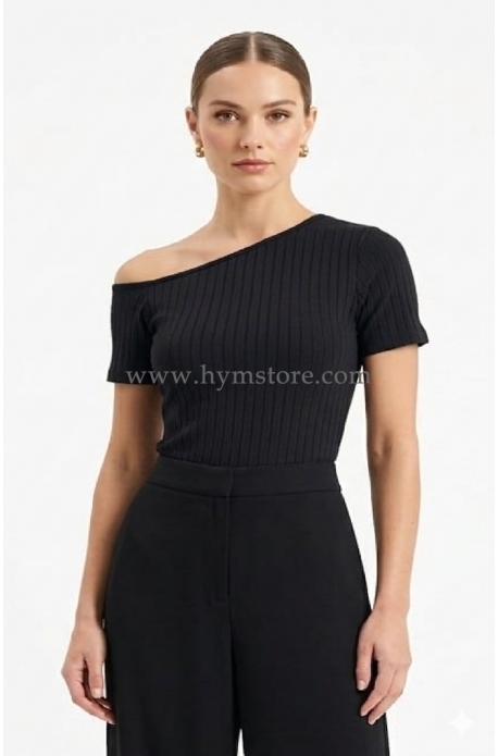 BLUSA NEGRO ESCOTE ASIMÉTRICO