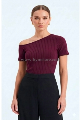 BLUSA VINO ESCOTE ASIMÉTRICO