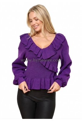 BLUSA TEJIDA CON VUELOS