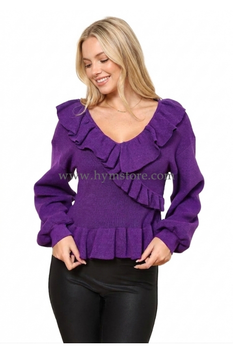 BLUSA TEJIDA CON VUELOS