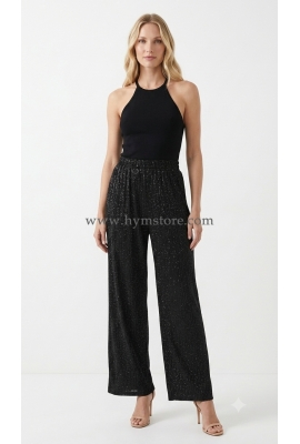 PANTALÓN PALAZZO NEGRO CON BRILLO