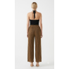 PANTALÓN PALAZZO DORADO OSCURO CON BRILLO