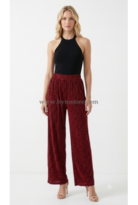 PANTALÓN PALAZZO ROJO CON BRILLO