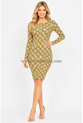 VESTIDO PRINT ROMBOS AL CUERPO