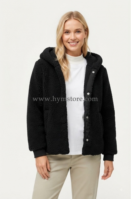 JACKET PIEL DE OVEJA CON BOLSILLOS Y GORRO