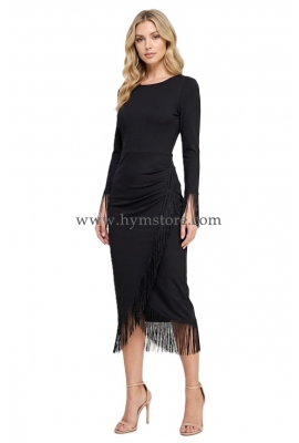 VESTIDO MIDI CON FLECOS