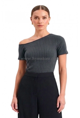 BLUSA GRIS ESCOTE ASIMÉTRICO