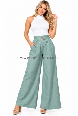 PANTALÓN PALAZZO CON AACESORIO EN LA CINTURA