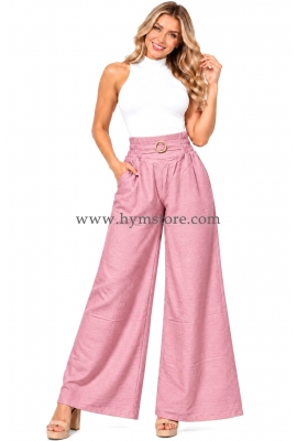 PANTALÓN PALAZZO CON AACESORIO EN LA CINTURA