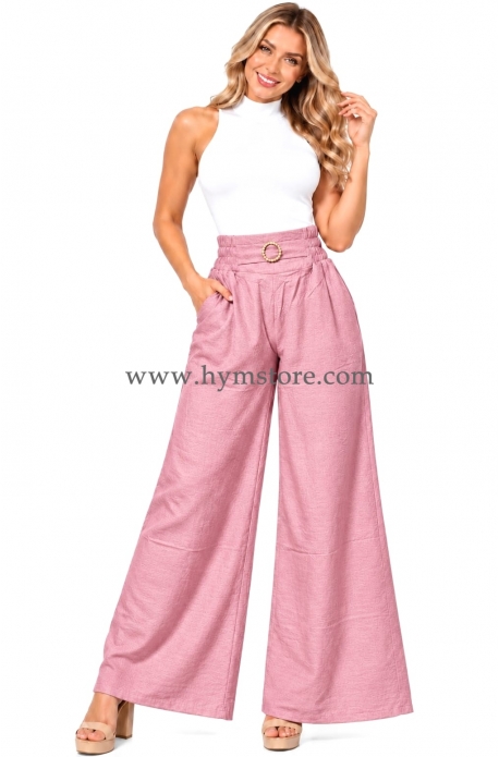 PANTALÓN PALAZZO CON AACESORIO EN LA CINTURA