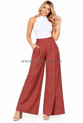 PANTALÓN PALAZZO CON BOTONES DECORATIVOS