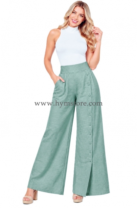 PANTALÓN PALAZZO CON BOTONES DECORATIVOS