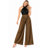 PANTALÓN PALAZZO DORADO OSCURO CON BRILLO