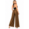 PANTALÓN PALAZZO DORADO OSCURO CON BRILLO