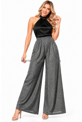 PANTALÓN PALAZZO GRIS CON BRILLO