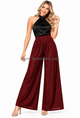PANTALÓN PALAZZO ROJO CON BRILLO