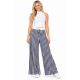 PANTALÓN PALAZZO A RAYAS BEIGE Y AZUL REY