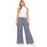 PANTALÓN PALAZZO A RAYAS BEIGE Y AZUL REY
