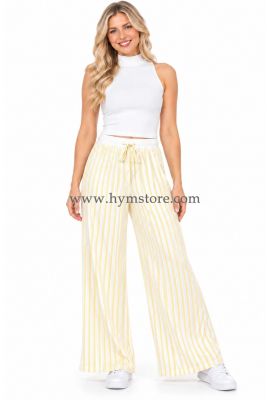 PANTALÓN PALAZZO A RAYAS BLANCO Y AMARILLO