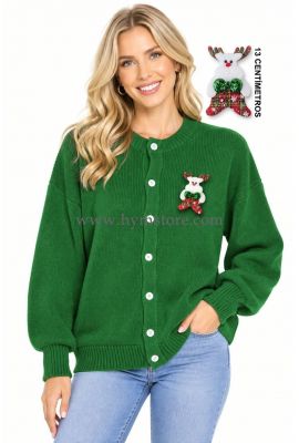 SUÉTER NAVIDEÑO CON BOTONES AL FRENTE